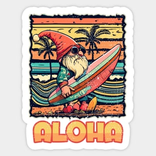 Aloha Surf Hawaii Vintage Christmas Gnome Sticker